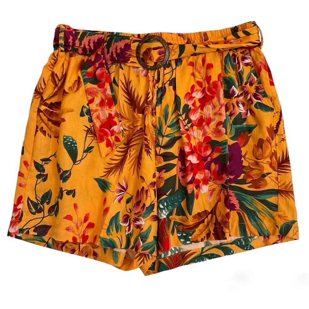 RACHEL Rachel Roy Orange and Green Shorts with Floral Design NWT